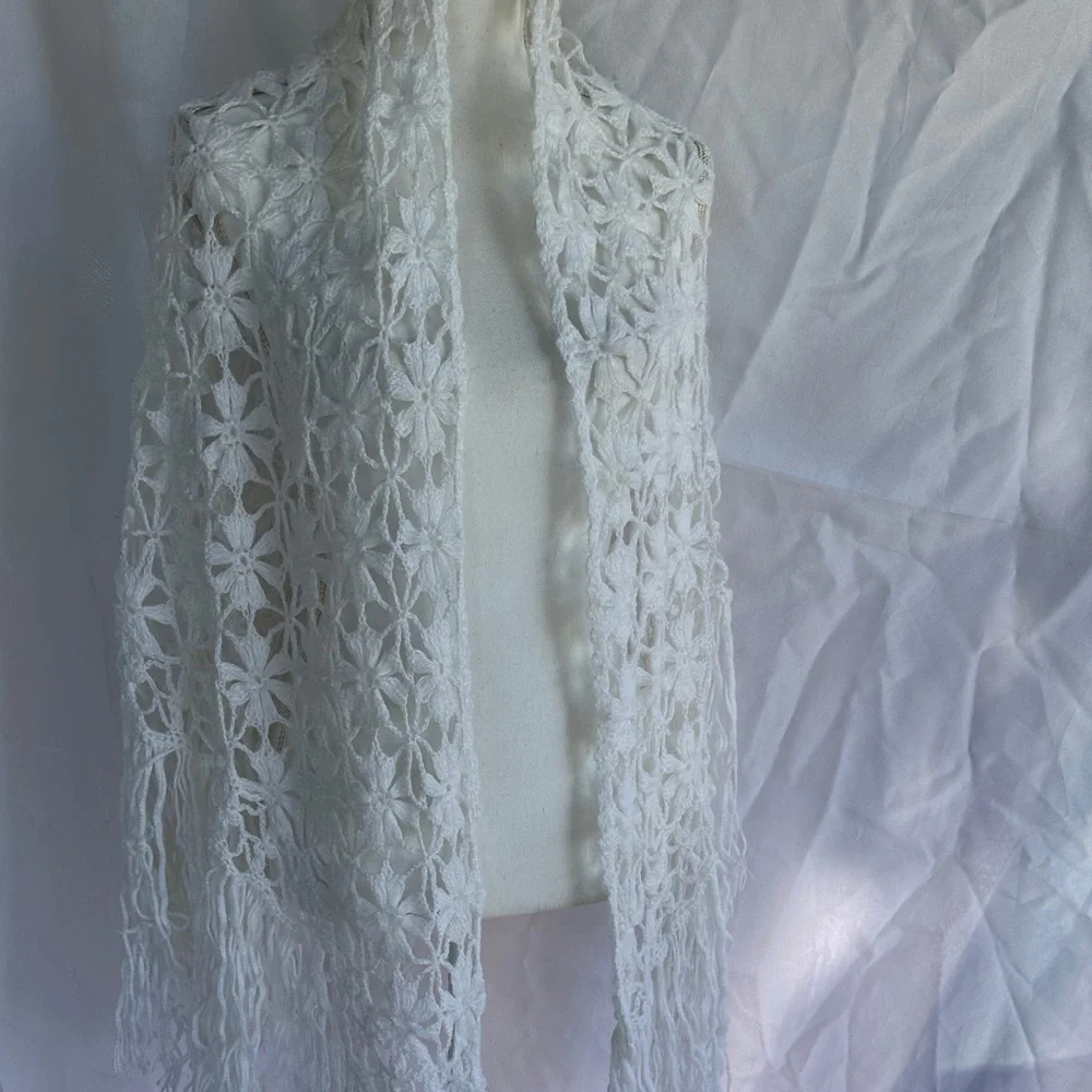 Elegant White Crochet Shawl